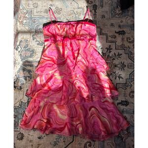 Rampage Vintage prom mini dress y2k pink bow layered dress Rampage S